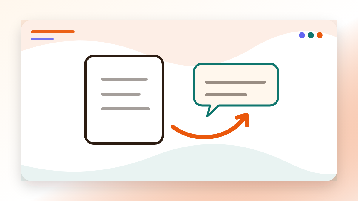 Feedback document and speech bubble connected by a loop