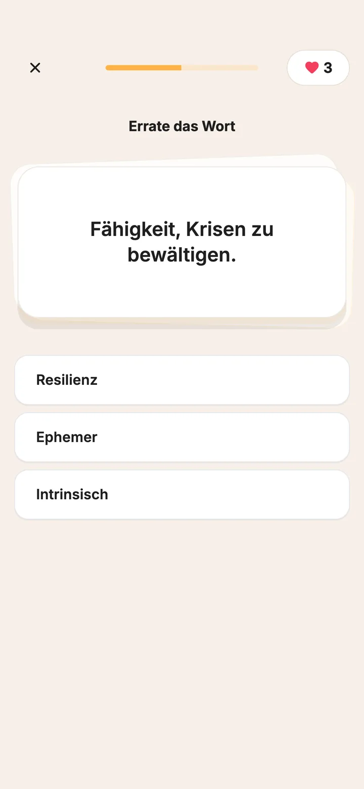 Übe die heutigen Wörter